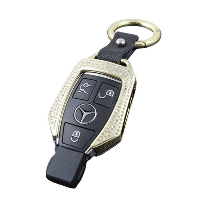 BENZ　ベンツ　高級　本皮　ラインストーン　キラキラ　きらきら　金属　キーケース　カバー　キーホルダー付き Amazon | メルセデスベンツ適合品 キーケース メタル製 ラインストーン